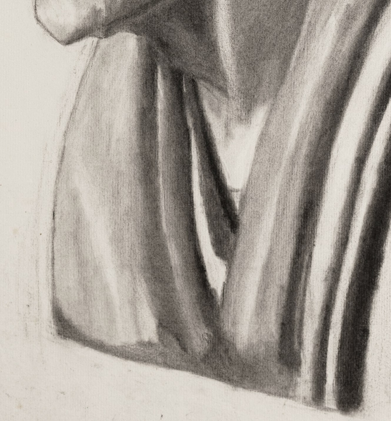 Late 1800's Antique French Academic Portrait Drawing of Greek Male Statue, Charcoal on Paper, Signed and Dated 1890